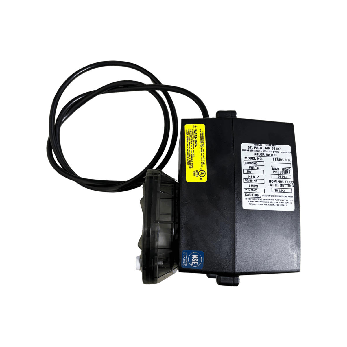Pro Series 305 Peristaltic Chemical Metering Pump — close-up of the timer dial and tube connections