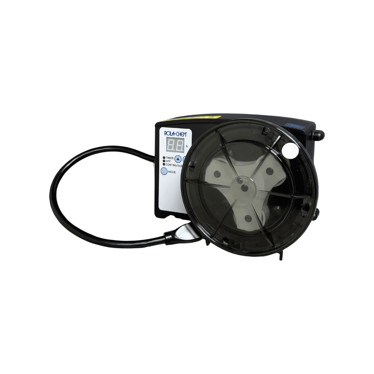 Pro Series 305 Peristaltic Chemical Metering Pump — the 120V Cord Black Tygon &amp; Vinyl option from the opposite side