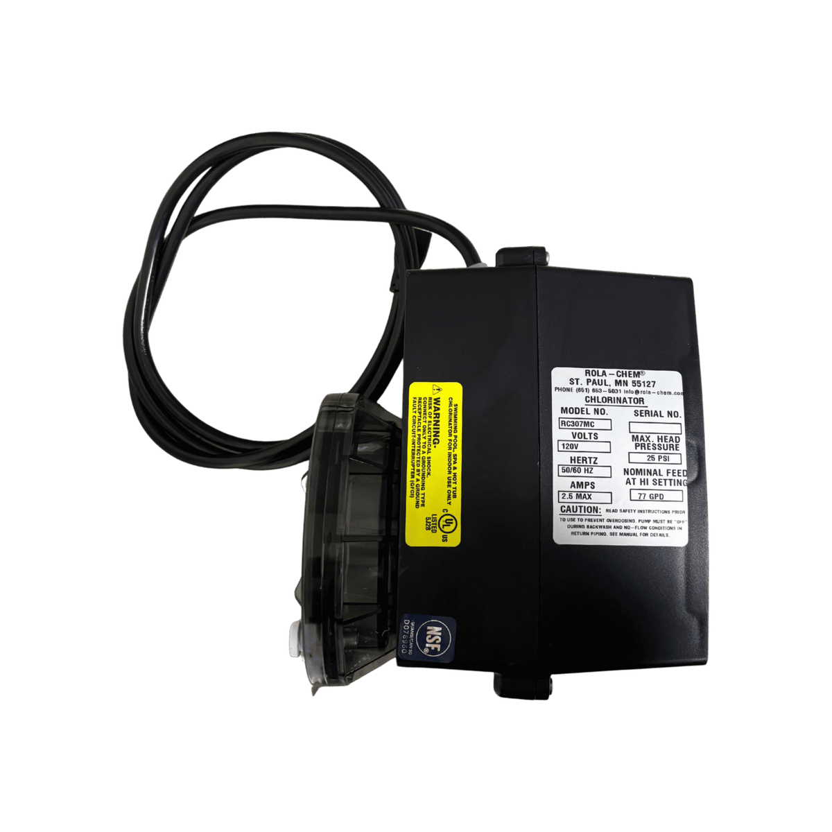 Pro Series 307 Peristaltic Chemical Metering Pump — close-up of the timer dial and tube connections