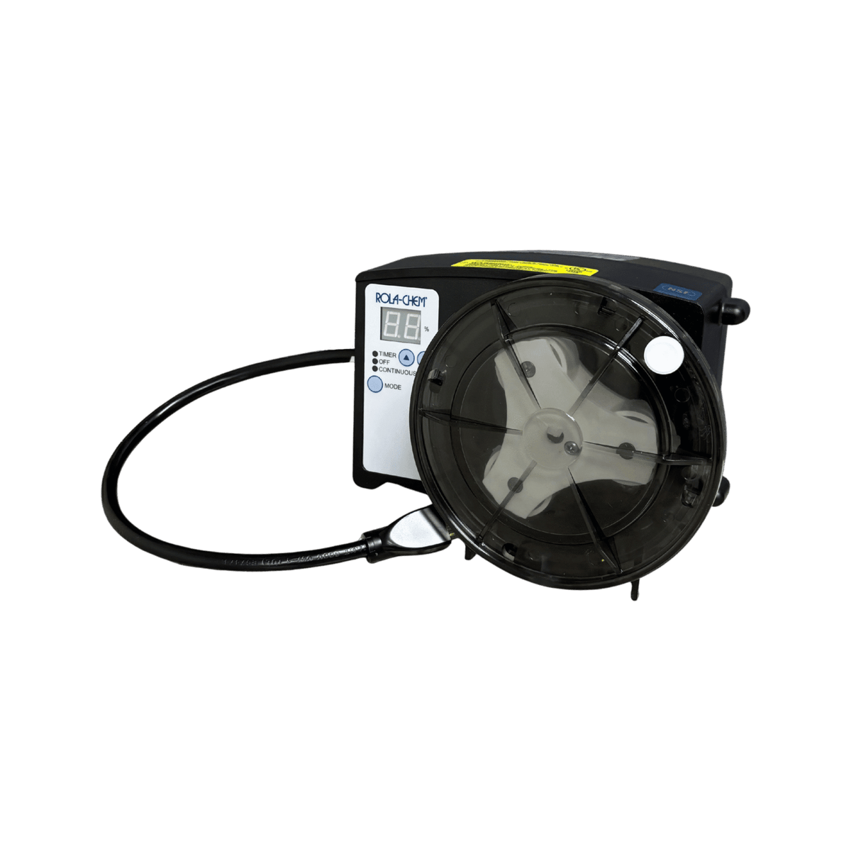 Pro Series 307 Peristaltic Chemical Metering Pump — the 120V Short Cord Black Tygon &amp; Vinyl option from the opposite side