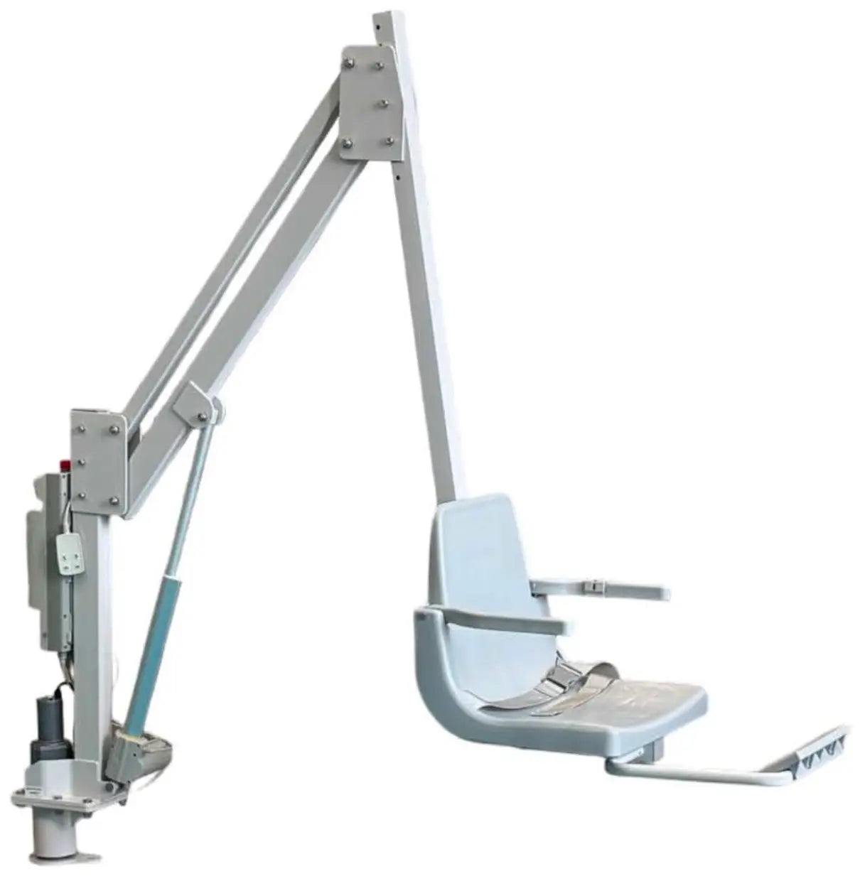 Global Pool Products R-350MTR rotational ADA pool lift – front three-quarter view