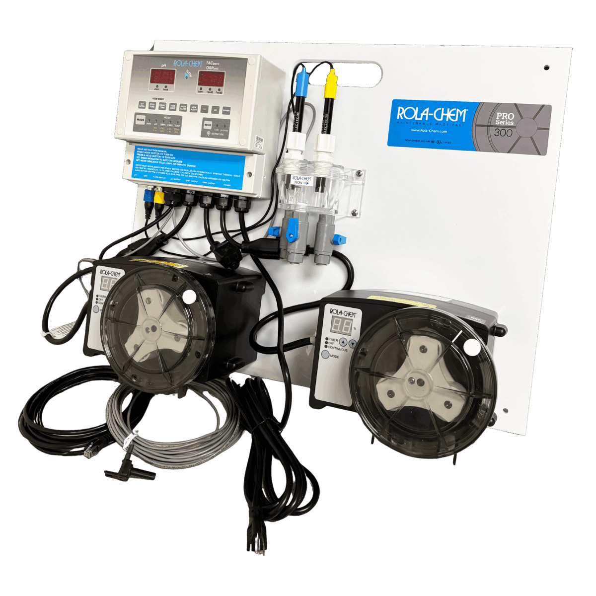 RC555XXP Ready-to-Mount pH/Dual ORP/FAC PPM Dosing System — the 2 x 38 GPD Standard Probes option from the opposite side