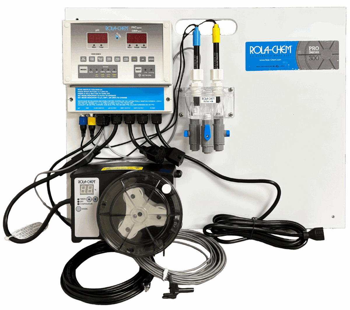RC555XXP Ready-to-Mount pH/Dual ORP/FAC PPM Dosing System — the 1 x 38 GPD Gold Tip Probes option