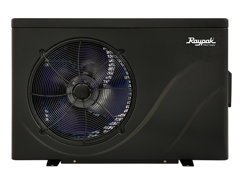 Raypak Crosswind horizontal discharge pool and spa heat pump, front facing view