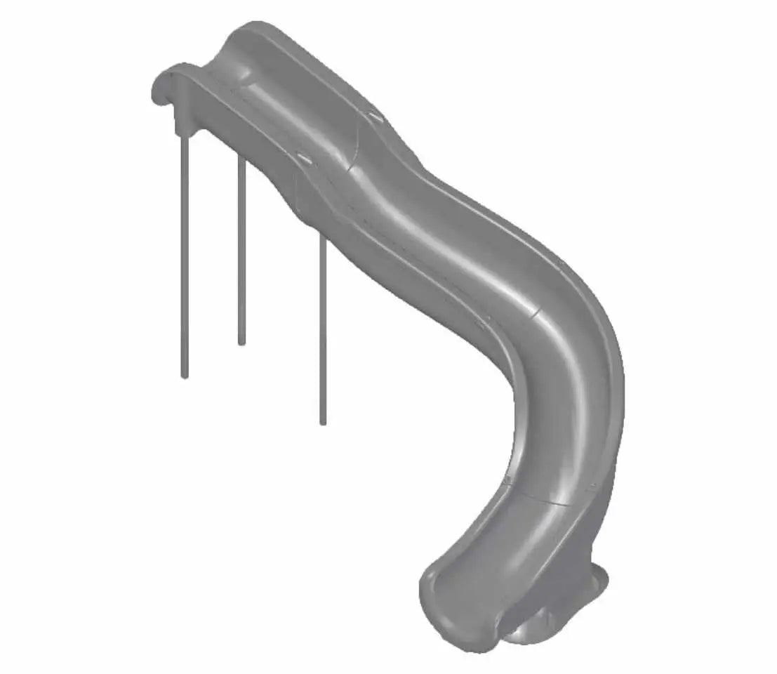 Global Pool Products SW17 landscape pool slide – gray, side view on white
