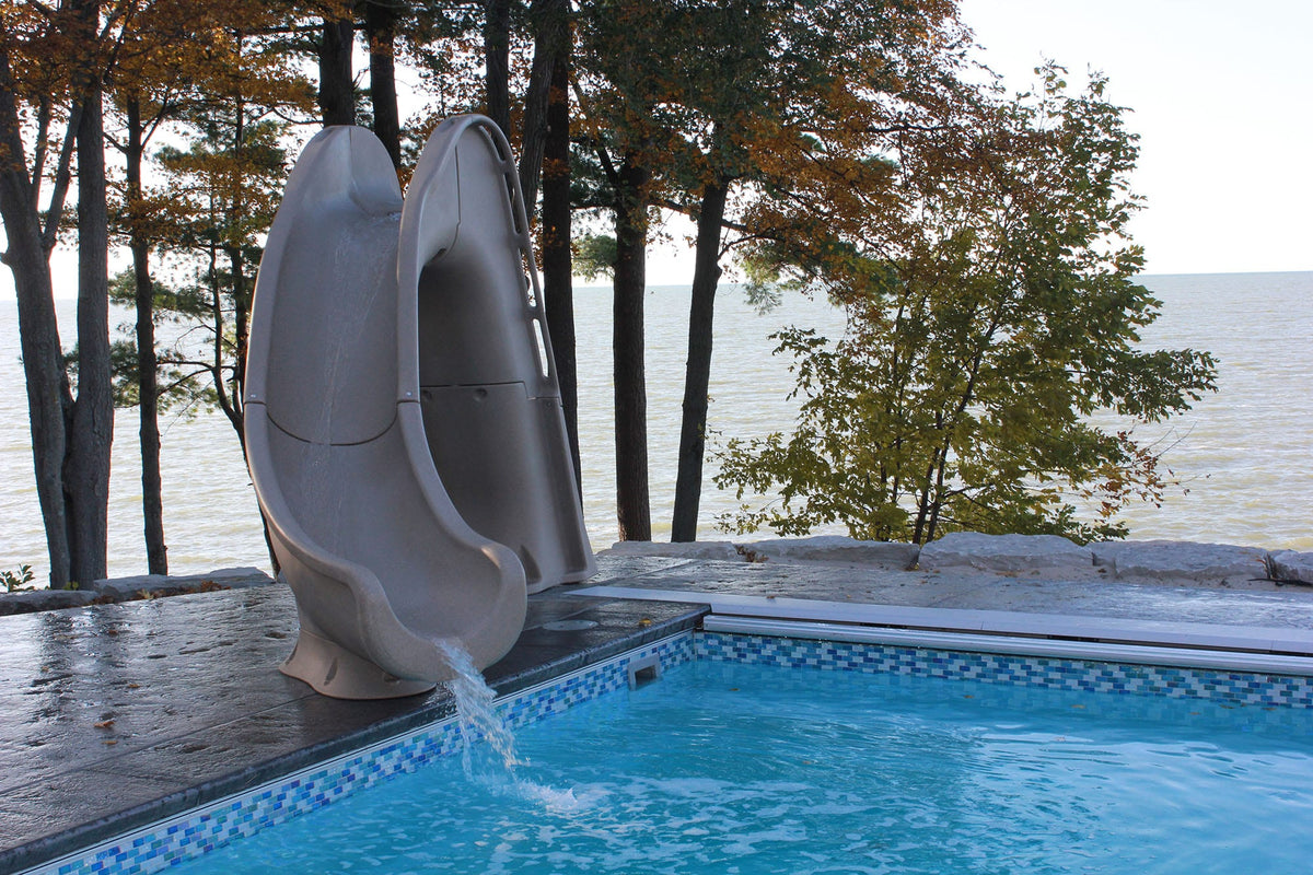 Global Pool Products Tidal Wave pool slide – flume exit