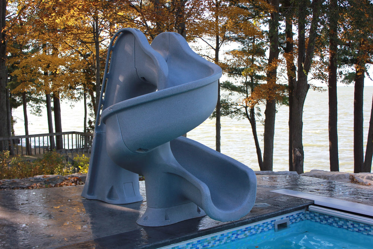 Global Pool Products Tsunami pool slide – backyard view