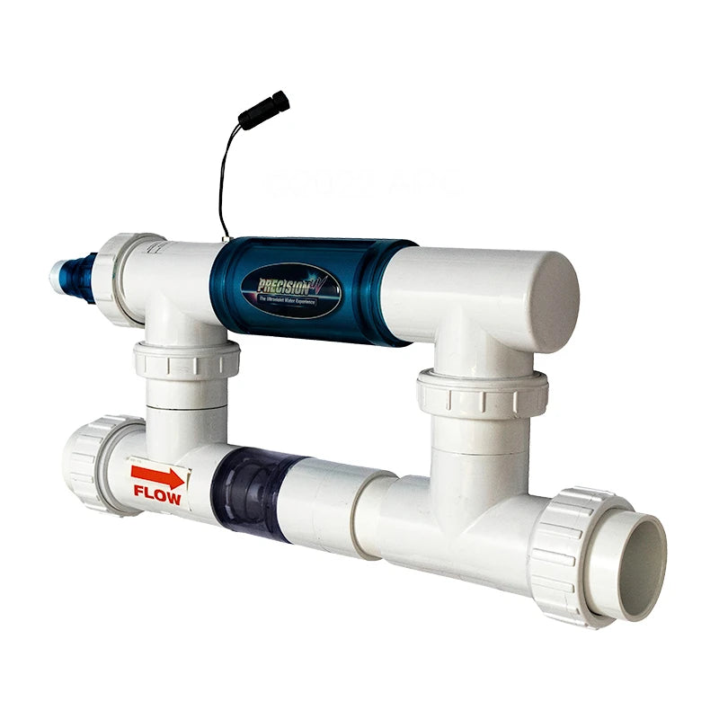 Solaxx Precision UV manifold assembly with the UV chamber mounted across the bypass