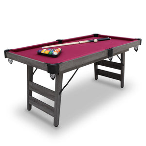 Hathaway Pendleton 6-ft Portable Pool Table - Driftwood Finish with Burgundy Felt Game Room Table