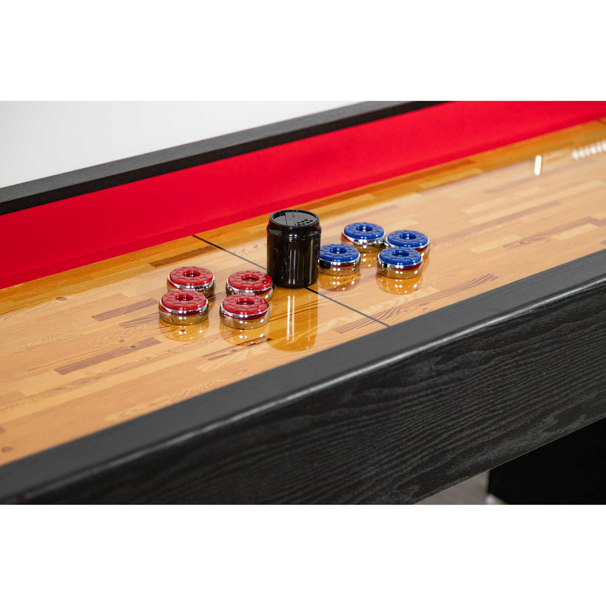 Hathaway Avenger 9-ft Shuffleboard Table - Black Finish Game Room Table — shown from the opposite side