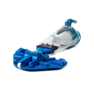 Blue Wave Pool Blaster Fusion PV-10 - vac head and filter canister seen from the front