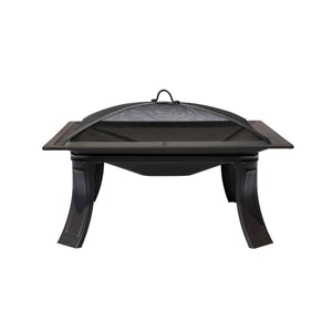 Island Retreat Riverside Fire Pit - front elevation with the mesh spark lid seated on the bowl