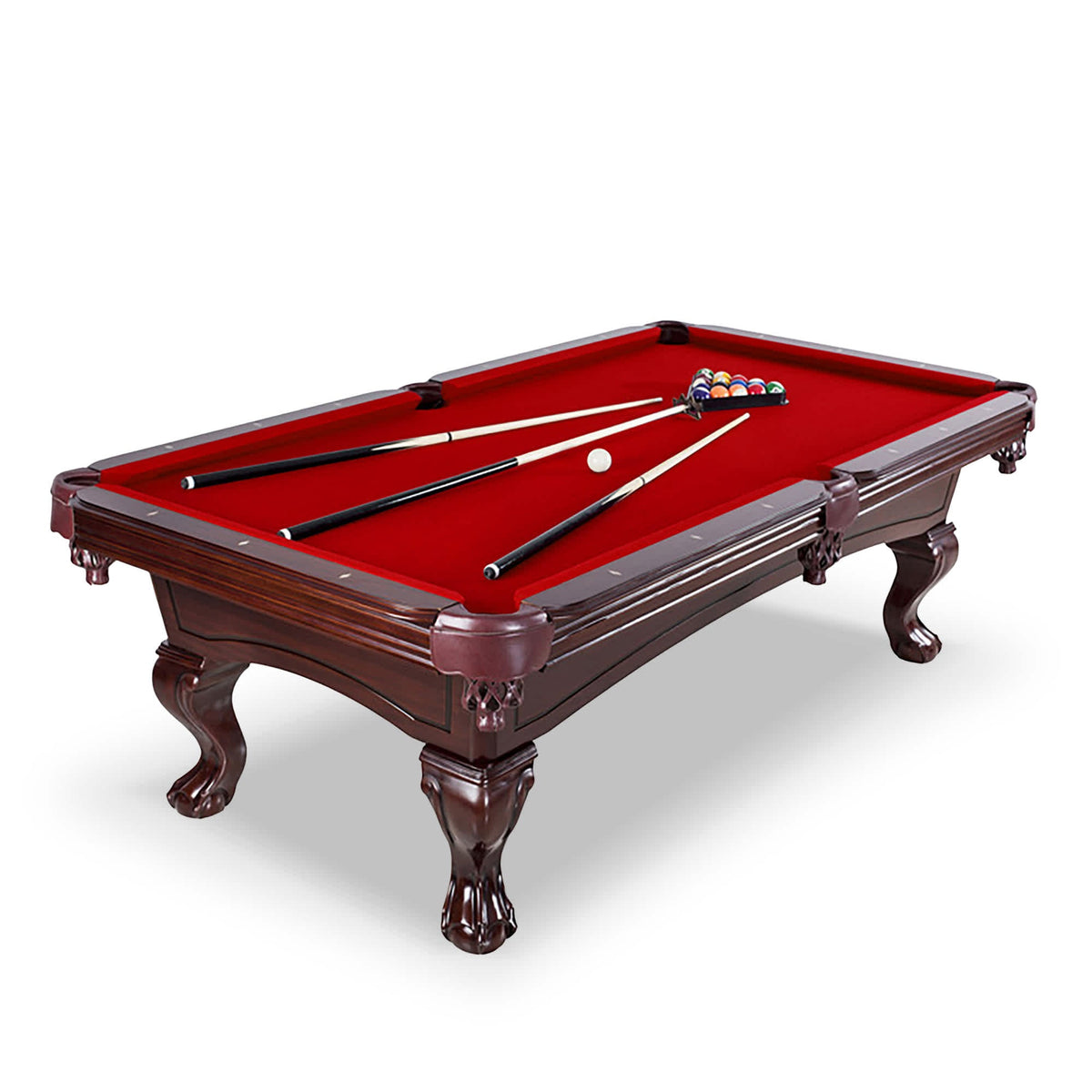 Hathaway Augusta 8-ft Pool Table - Mahogany Finish with Red Felt Game Room Table
