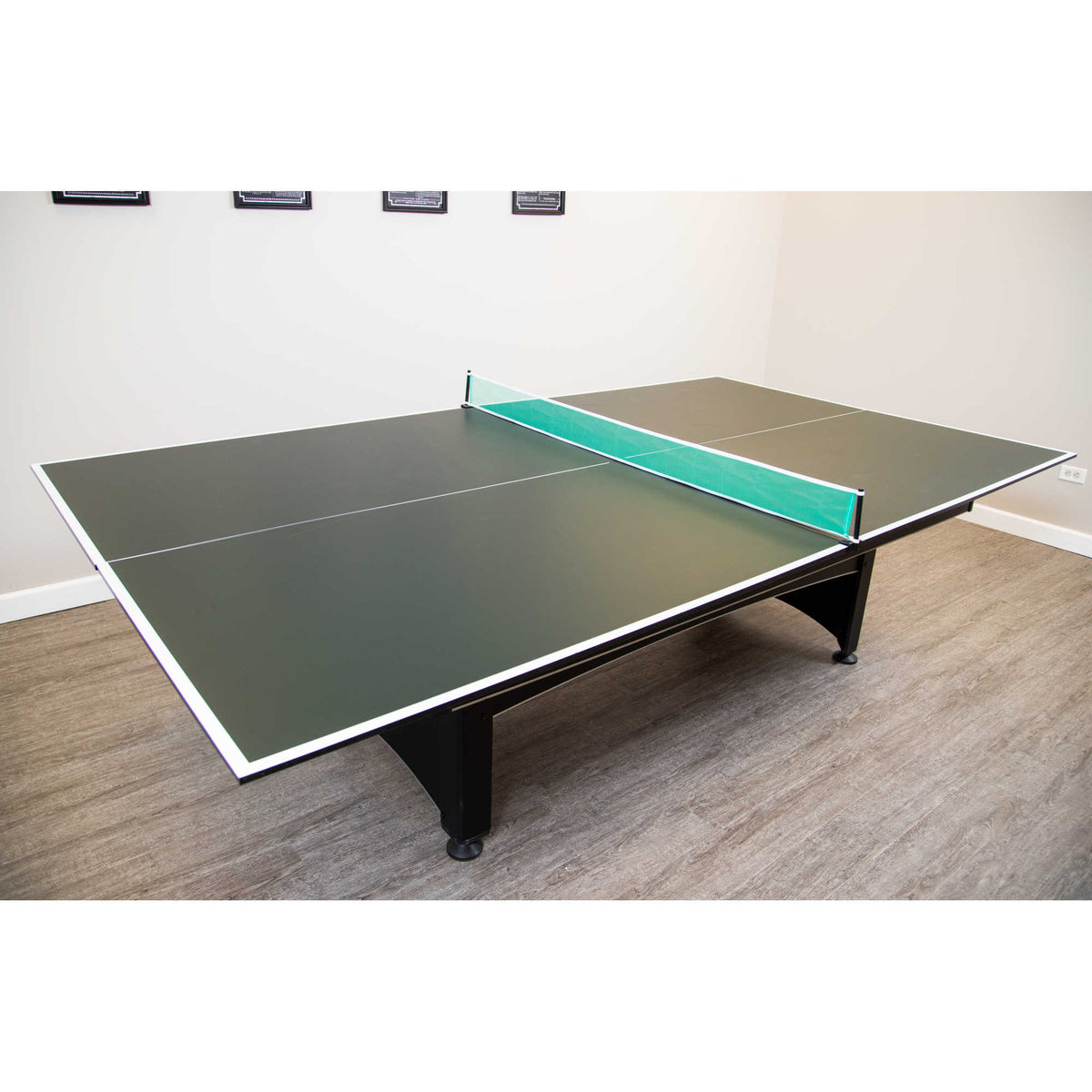 Hathaway Quick Set Table Tennis Conversion Top - three-quarter view showing both halves and net