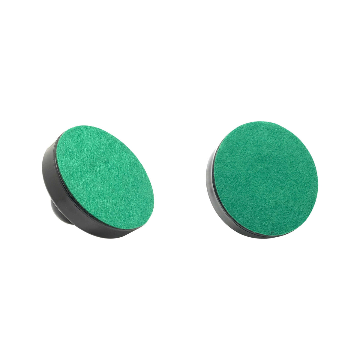 Hathaway Air Hockey Strikers, Black - two strikers showing the green felt glide faces