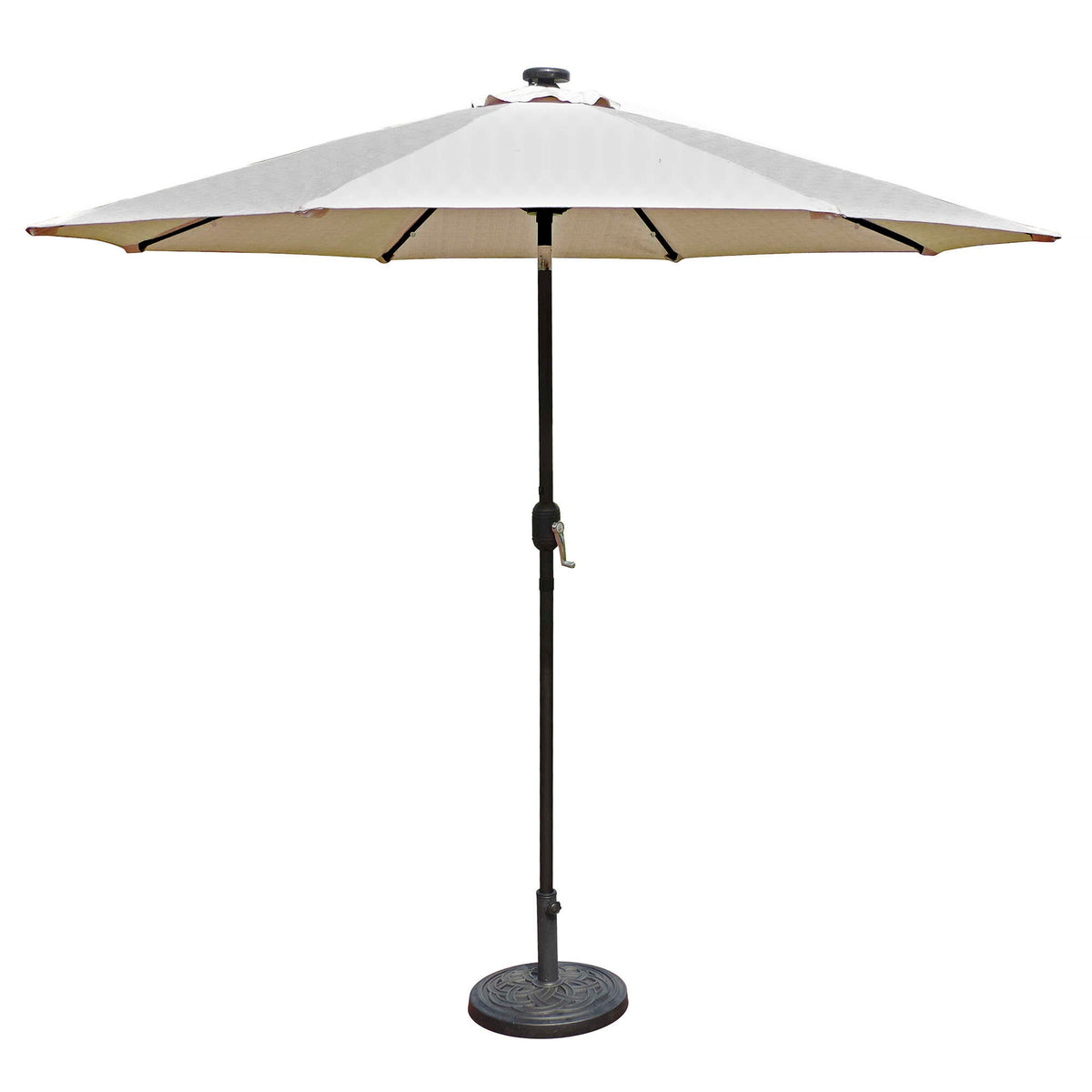 Island Umbrella Mirage Fiesta Umbrella - cream olefin canopy with the solar collector at the finial
