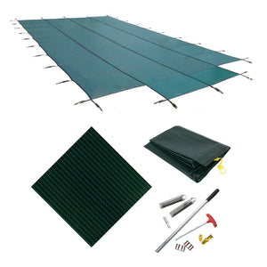 Arctic Armor 18-Year Mesh In-Ground Pool Safety Cover with Step Section - Green Pool Cover