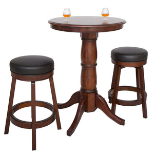 Hathaway Oxford 30-in Hardwood Pub Table with Stools - 3 Piece Set - Walnut Finish Game Room — shown from the opposite side