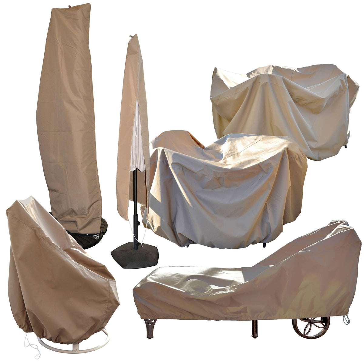 Island Umbrella Protective Furniture Covers - the range: umbrella, chair, table set and chaise covers
