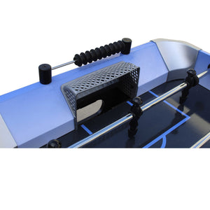 Hathaway Blueridge Foosball Table - goal box and ribbed handle on the cabinet rail