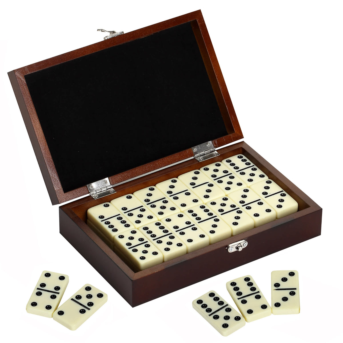 Hathaway Premium Domino Set w/ Wooden Carry Case Game Room Table