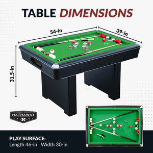 Hathaway Renegade 54-in Bumper Pool Table - Slate - Black with Green Felt Game Room — dimension and specification diagram