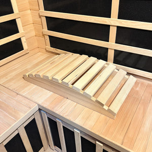 HeatWave Deluxe Sauna Accessory Kit - slatted hemlock mat sitting on the sauna bench