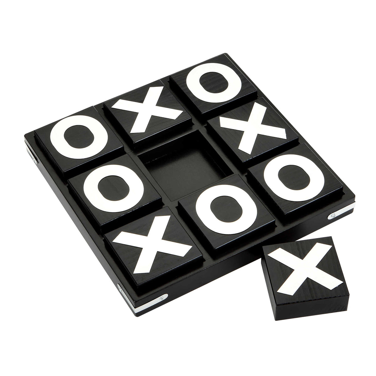 Hathaway Vintage Tic-Tac-Toe Set - board part filled with X and O tiles, one tile alongside