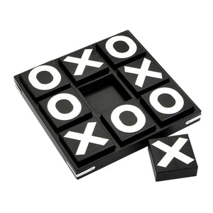 Hathaway Vintage Tic-Tac-Toe Set - board part filled with X and O tiles, one tile alongside