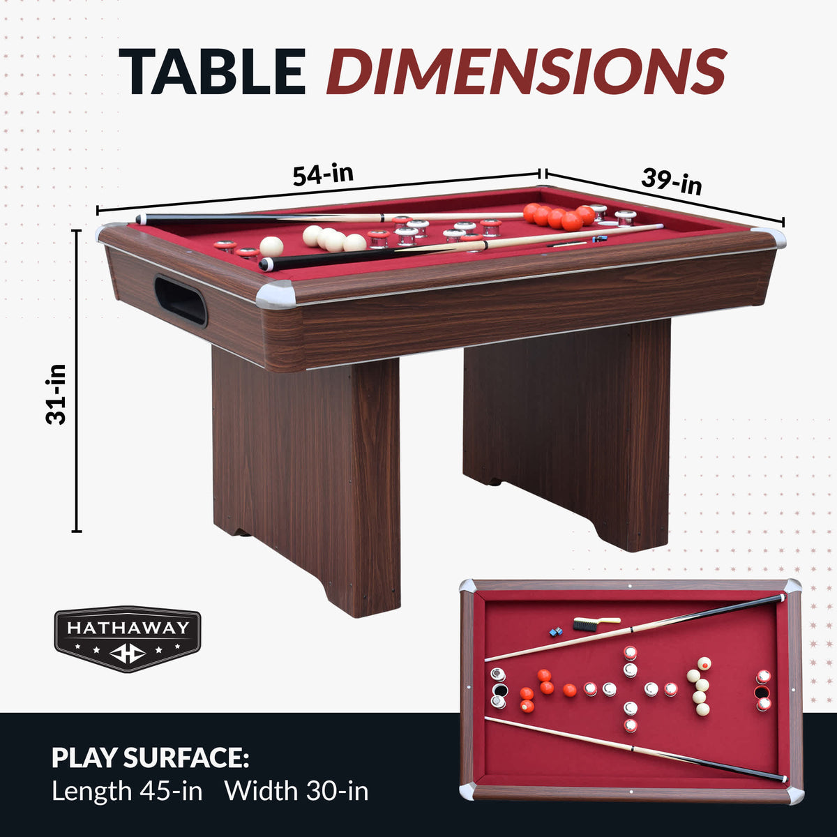 Hathaway Renegade II Bumper Pool Table - 54 x 39 x 31 in; 45 x 30 in play surface