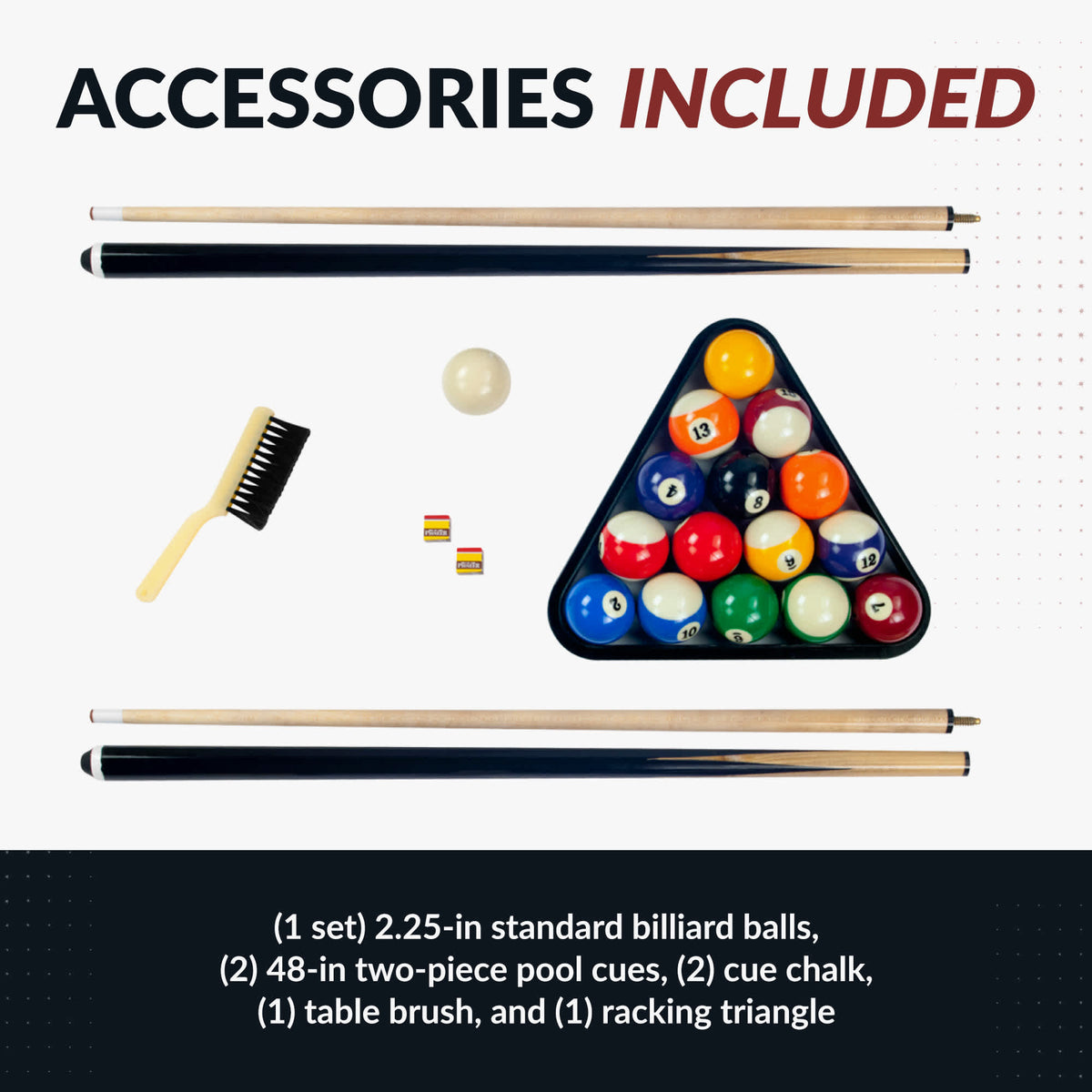 Hathaway Pendleton 6-ft Pool Table - accessories included: two 48-in cues, balls, chalk, brush, triangle
