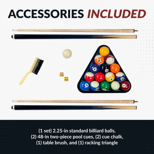 Hathaway Pendleton 6-ft Pool Table - accessories included: two 48-in cues, balls, chalk, brush, triangle