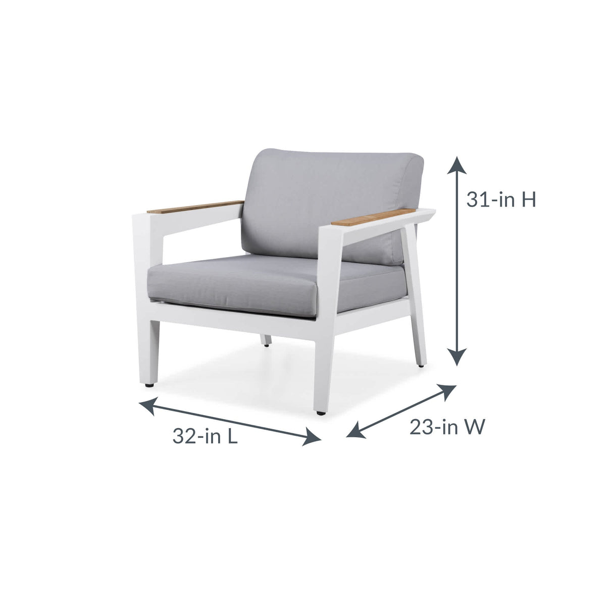 Island Retreat Newport 4-Piece Conversation Set - Gray Patio Furniture &amp; Umbrella — dimension and specification diagram (2)