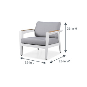 Island Retreat Newport 4-Piece Conversation Set - Gray Patio Furniture & Umbrella — dimension and specification diagram (2)