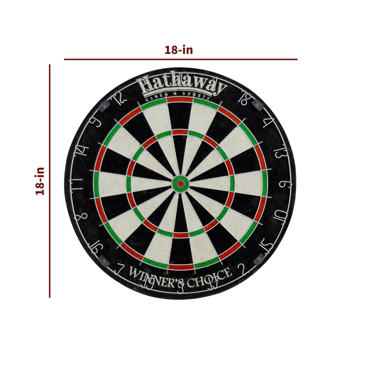 Hathaway Winners Choice Bristle Dartboard - regulation 18 in across, front face with number ring