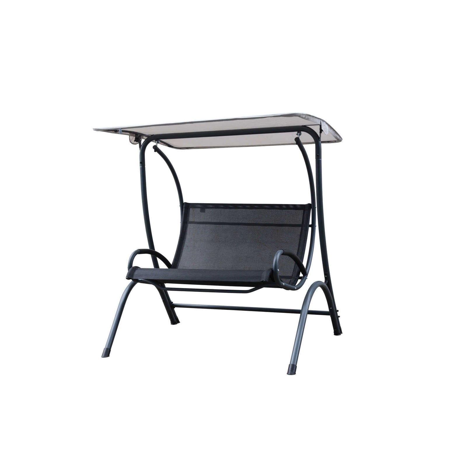 Island Retreat Sea Breeze Ultra Comfortable Cool Mesh Dual Swing With Canopy - Black and Light Grey Patio Furniture