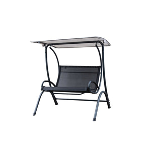Island Retreat Sea Breeze Ultra Comfortable Cool Mesh Dual Swing With Canopy - Black and Light Grey Patio Furniture