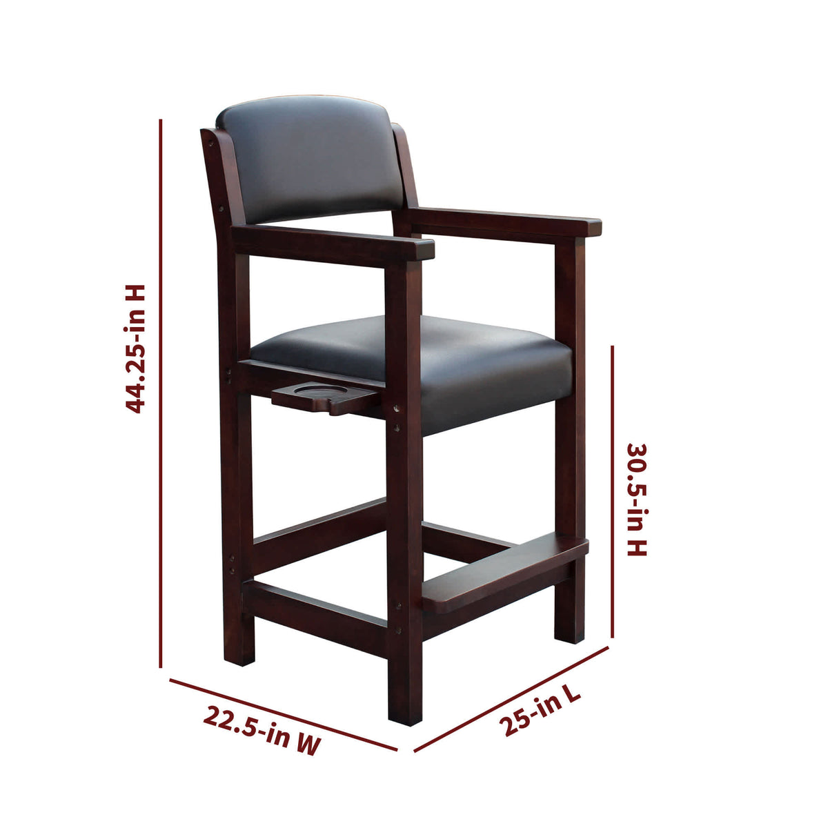 Hathaway Cambridge Spectator Chair, dark walnut - 44.25 in high, 25 x 22.5 in, 30.5 in seat