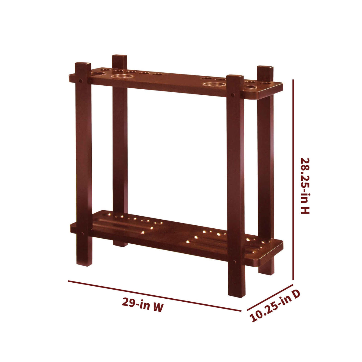 Hathaway Classic Floor Cue Rack, rich mahogany - 29 in wide, 10.25 in deep, 28.25 in high