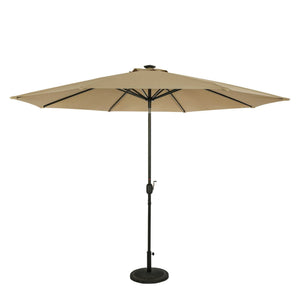 Island Umbrella Calypso Fiesta 11-ft Octagonal Market Umbrella with Solar LED Lights — Champagne / Breez-Tex / Umbrella