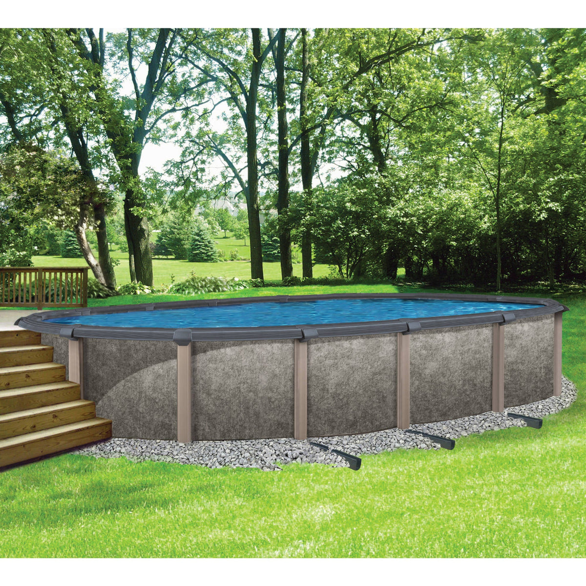 Blue Wave Riviera Oval Pool ONLY Above Ground Pool — shown in use