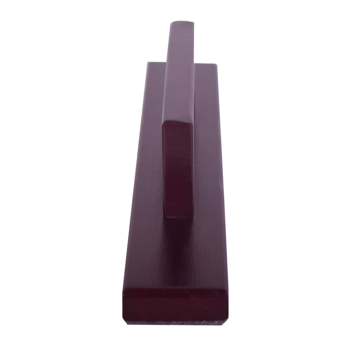 Hathaway Shuffleboard Table Brush - end-on view showing the arched handle above the felt face