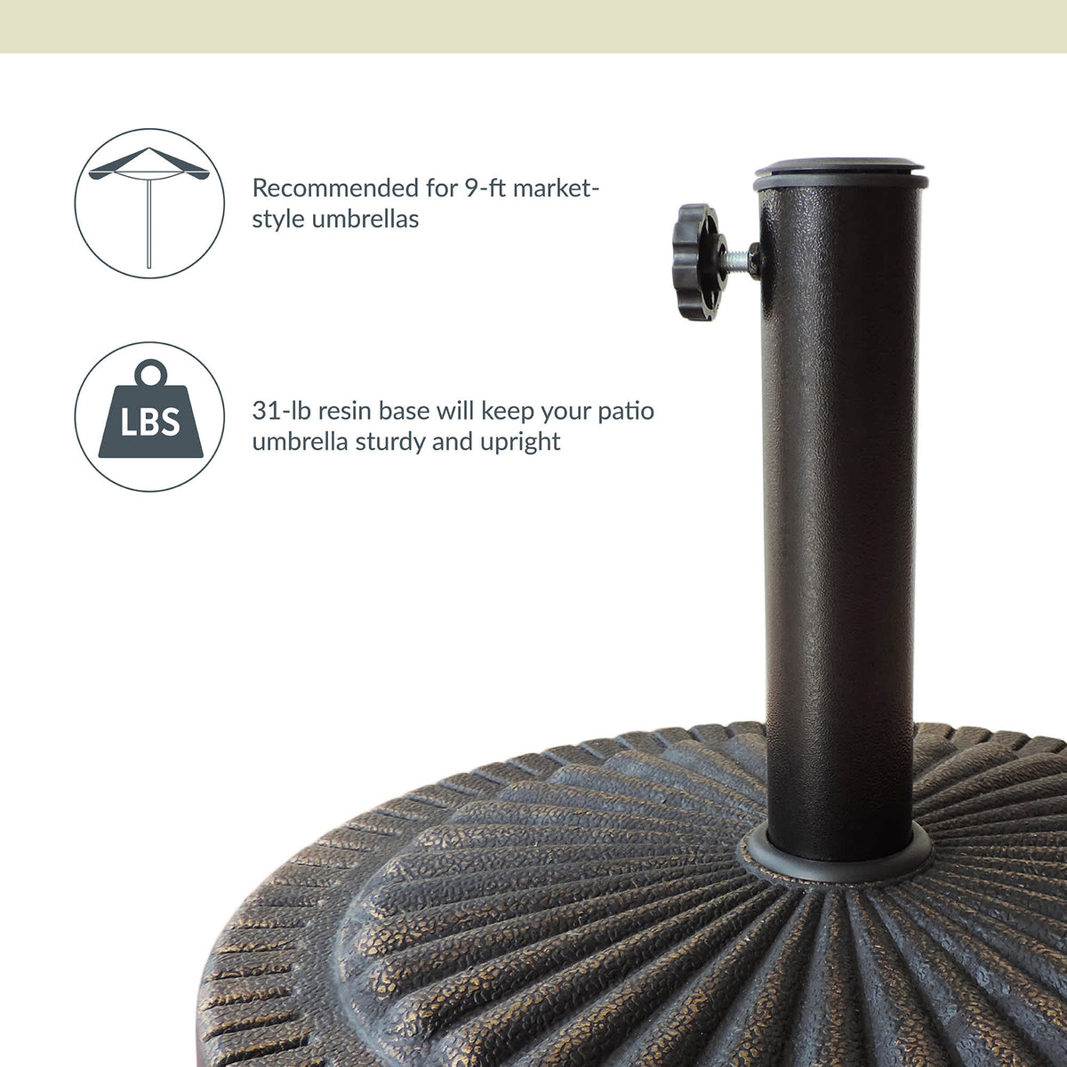 Island Umbrella 31-lb Base - suits 9-ft market-style umbrellas; 31-lb resin base