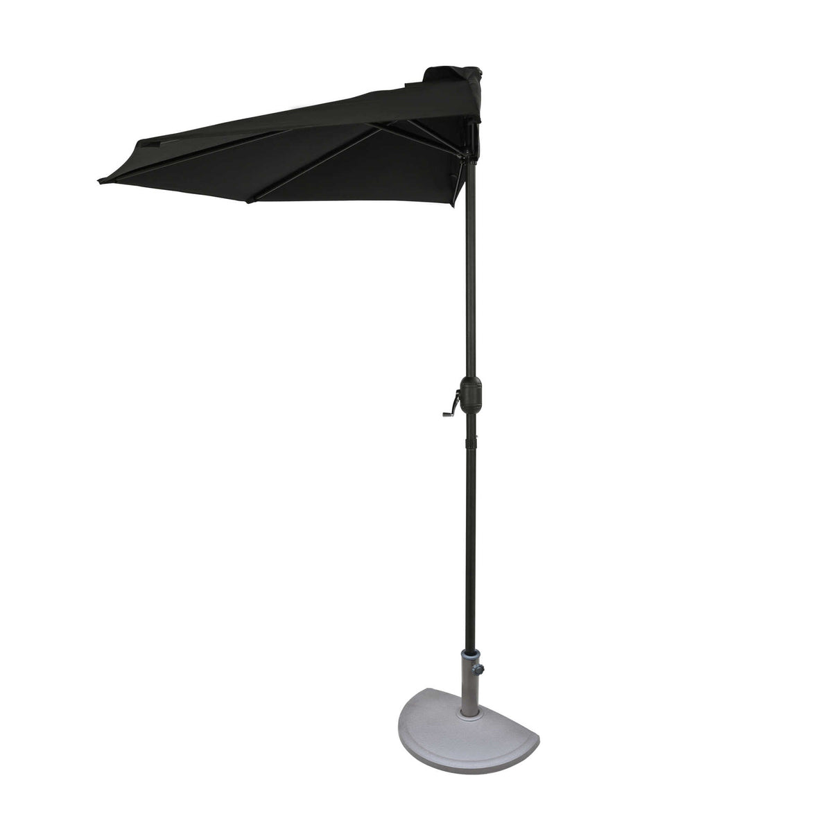 Island Umbrella Lanai 9-ft Half Umbrella in Polyester Patio Furniture &amp; Umbrella — Black / Polyester