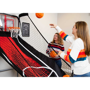 Hathaway Shot Pro Basketball Arcade - player shooting while a second waits with the spare ball