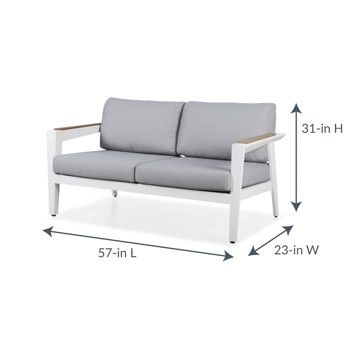 Island Retreat Newport 4-Piece Conversation Set - Gray Patio Furniture &amp; Umbrella — dimension and specification diagram