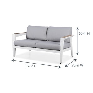 Island Retreat Newport 4-Piece Conversation Set - Gray Patio Furniture & Umbrella — dimension and specification diagram