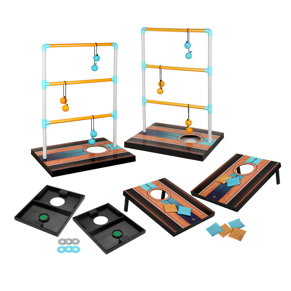 Hathaway Triple Play Cornhole 3-in-1 Bean Bag Toss Game Set Game Room Table