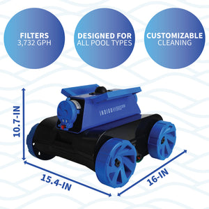Blue Wave Indigo Hybrid x-5 Robotic Cleaner - 16 x 15.4 x 10.7 in; filters 3,732 GPH
