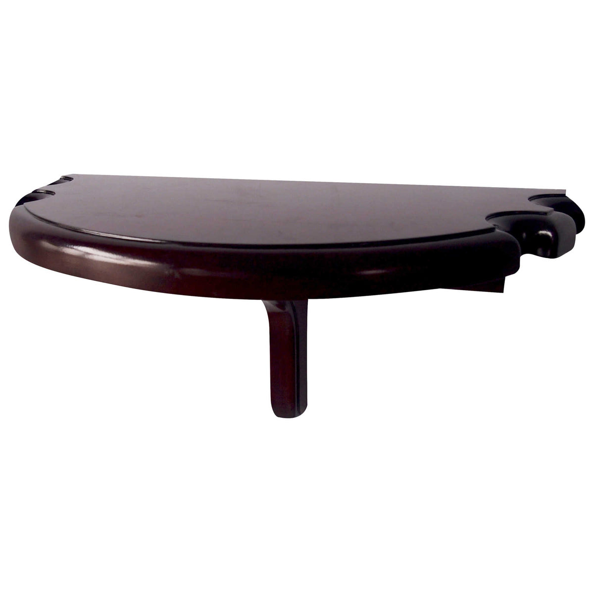 Hathaway Premium Half Moon Wall Shelf Game Room Table — Mahogany